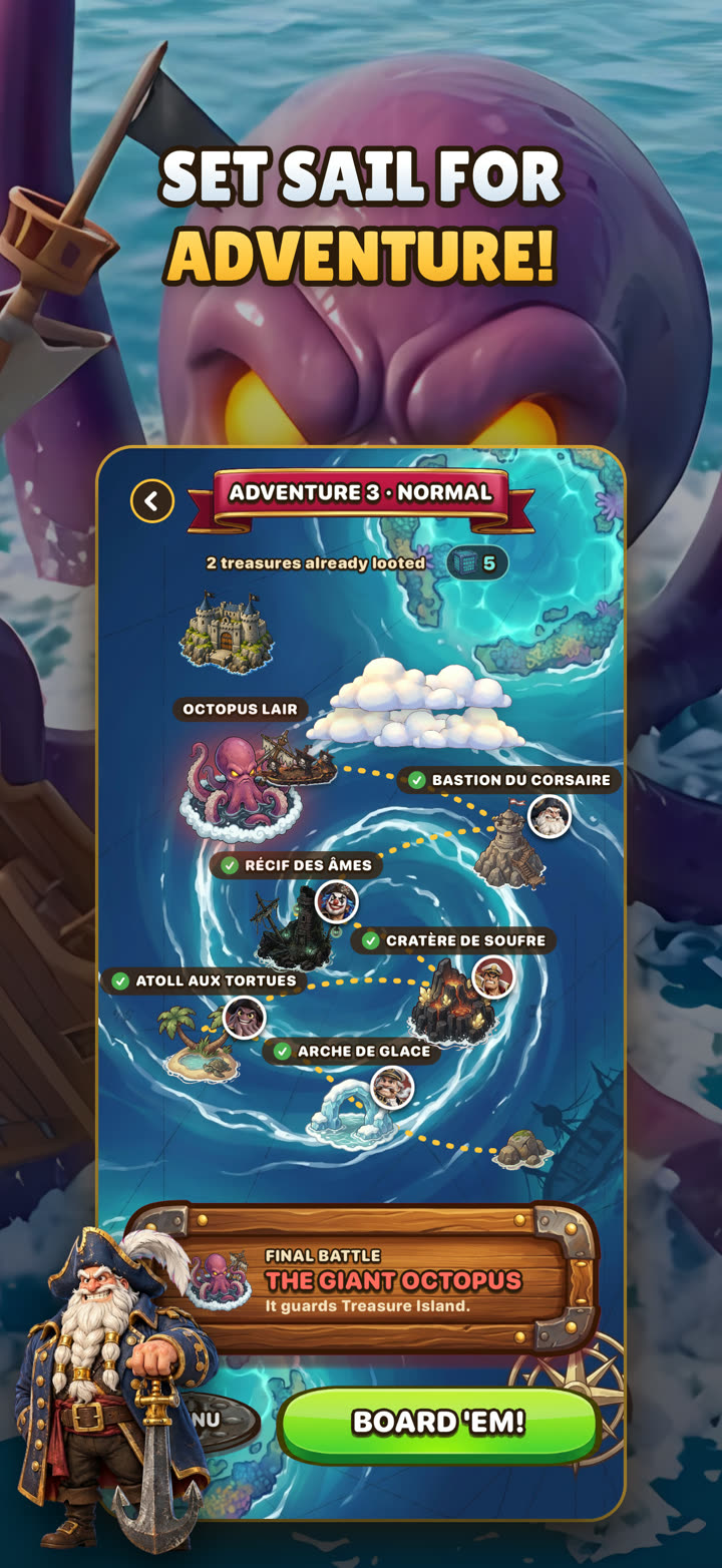 Game screen: the adventure map with its islands